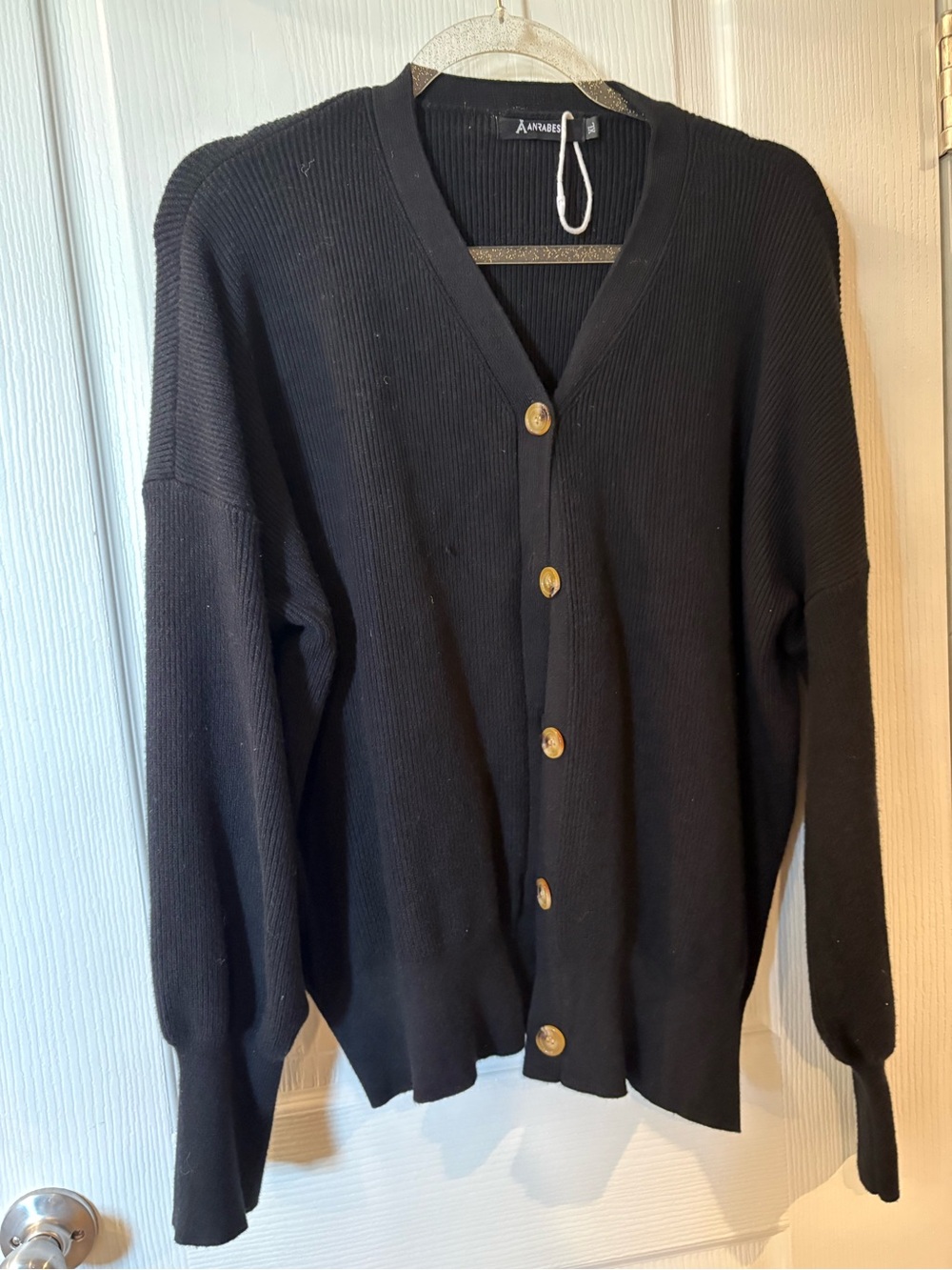 Black V-Neck Button Cardigan - XL